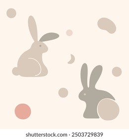 Minimalist Abstract Rabbit Pattern Design, designed with clean lines and simple geometric shapes.