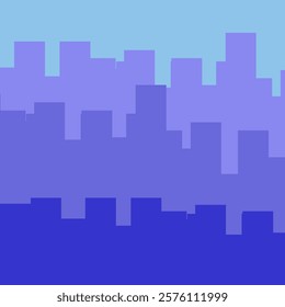 A minimalist, abstract representation of a cityscape, featuring a gradient of blue hues and simple geometric shapes. The image evokes a sense of tranquility and urban sophistication.