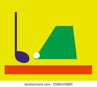 A minimalist and abstract representation of a golf scene