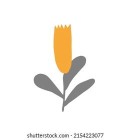 Minimalist abstract scandinavian floral shape, hand drawn flower on white background