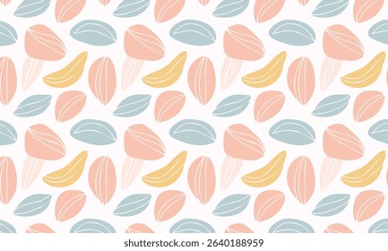 Minimalist abstract seamless pattern with almond or seed shapes