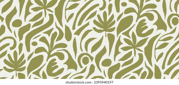 Minimalist abstract seamless pattern illustration.African organic  plant shape  simple boho ornament  