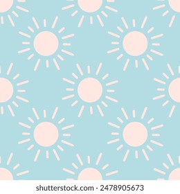 Minimalist abstract seamless pattern with sun. Seamless pattern for wallpaper, textile, fabric, wrapping paper. Vector illustration in flat style
