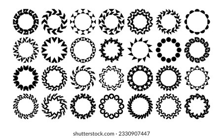 Minimalist abstract shape circle border logo design set. Simple round frame logo.