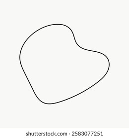 Minimalist abstract shape with a thin black outline on a light background. The abstract shape is simple and organic, creating a minimalist and modern look. Simple line art vector.