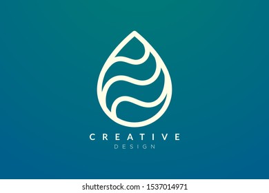 Minimalist abstract shaped water drop logo design. Simple and modern vector design for business brand and product