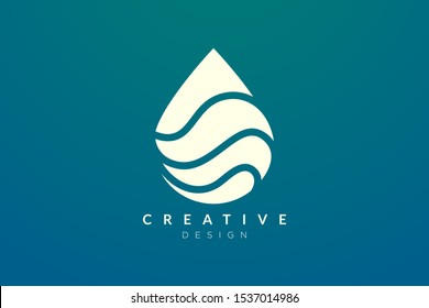 Minimalist abstract shaped water drop logo design. Simple and modern vector design for business brand and product