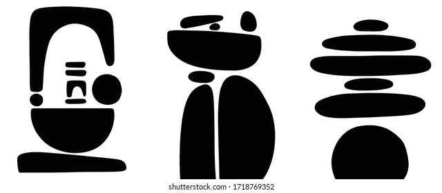 minimalist abstract shapes black and white art vector set