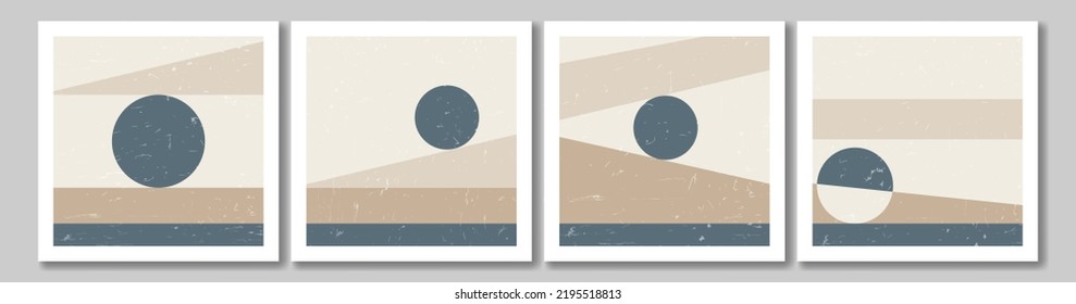 Ilustraciones de formas abstractas minimalistas. Ilustración vectorial. Afiches artísticos contemporáneos dibujados a mano. Textura del intervalo.