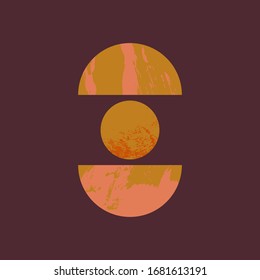 Minimalist abstract shapes poster in vector. Scandinavian style. Textured collage elements.