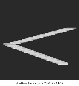 Minimalist abstract staircase design, featuring a series of floating steps forming a geometric zigzag pattern. The artwork has a monochrome color scheme with soft shadows