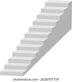 Minimalist abstract staircase design, featuring a series of floating steps forming a geometric zigzag pattern. The artwork has a monochrome color scheme with soft shadows