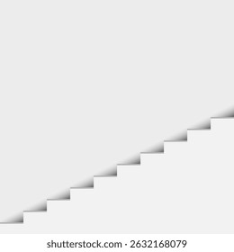 Minimalist abstract staircase design, featuring a series of floating steps forming a geometric zigzag pattern. The artwork has a monochrome color scheme with soft shadows