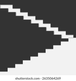 Minimalist abstract staircase design, featuring a series of floating steps forming a geometric zigzag pattern. The artwork has a monochrome color scheme with soft shadows