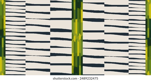 Minimalist abstract stripes botanical print. Hand drawn collage contemporary seamless pattern. 
