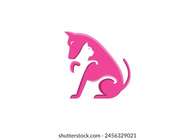 minimalist abstract style dog and cat logo, pet care logo
