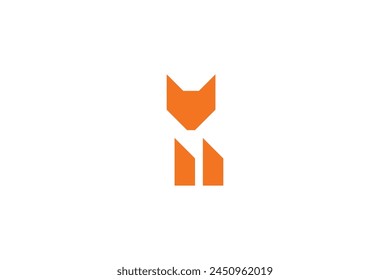 minimalist abstract style fox logo