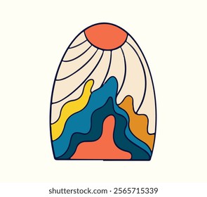 Minimalist Abstract Sunset in the Mountains