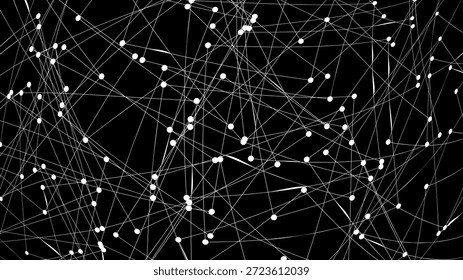 Fondo de tecnología abstracta minimalista con líneas de red blancas o nodos de malla conectados en un fondo negro sólido para un concepto de datos