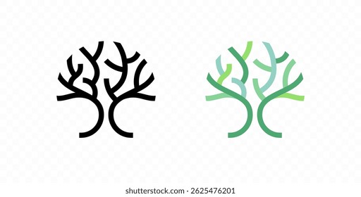 Minimalist abstract tree made of lines, representing growth, nature, and sustainability vector design