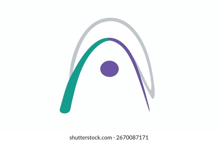 Minimalist abstract vector arch with jade green, pearl gray, and neon purple tones, symbolizing transition, possibility, and futuristic digital design.
