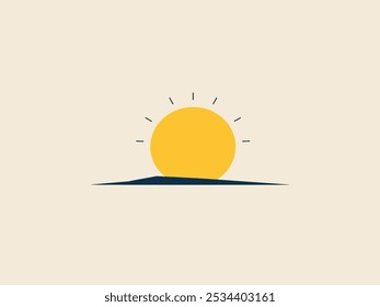 Minimalist abstract vector art illustration. Sun risinge vector and sun setting vector design.