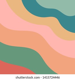 Minimalist abstract vector background in vintage retro style with pastel color palette. Waves diagonal pattern. Elegant trendy template for flyer brochure presentation design