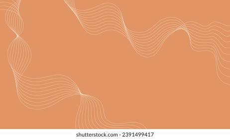 Minimalist Abstract Vector Background with White Lines. Wave Pattern on Warm Apricot Crush Backdrop