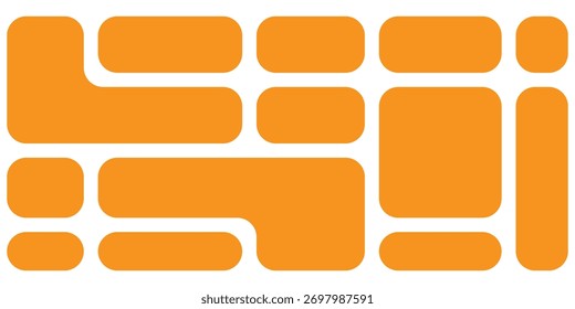 Minimalist abstract vector geometric Bento-Grid sets. Isolated modern bento-grid icons set on white background.  Modern isolated vector grid set. Orange colour bento grid sets.