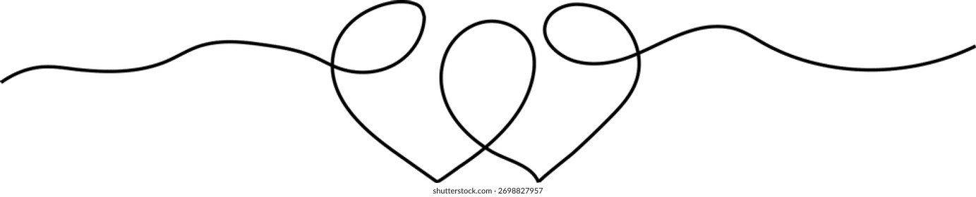 Vector abstracto minimalista de un par de corazones en un diseño divisor de un solo golpe