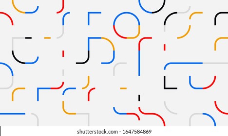 Minimalist abstract vector pattern design made with simple geometric linear graphics on white background. Great for textures, web design, poster art, branding elements, textile and fabric prints.