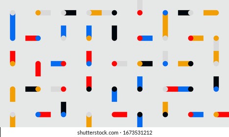 Minimalist abstract vector pattern design made with simple geometric linear graphics on white background. Great for textures, web design, poster art, branding elements, textile and fabric prints.