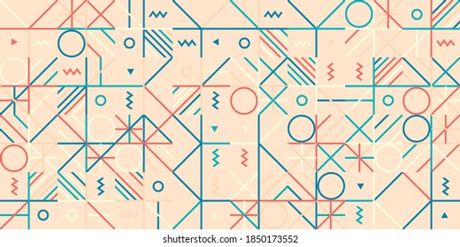 Minimalist abstract vector pattern design made with simple geometric linear graphics. Great for backgrounds and textures, web design, poster art, branding elements, textile and fabric prints.
