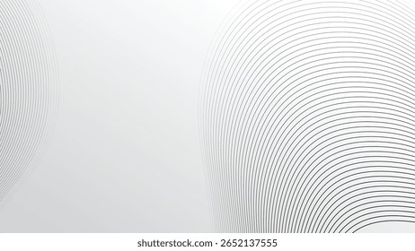 
Minimalist abstract vector wallpaper with black wave line curves on white background, perfect for modern presentations and digital themes
