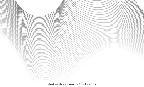 
Minimalist abstract vector wallpaper with black wave line curves on white background, perfect for modern presentations and digital themes