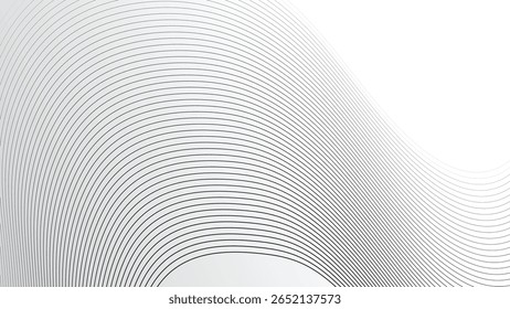 
Minimalist abstract vector wallpaper with black wave line curves on white background, perfect for modern presentations and digital themes