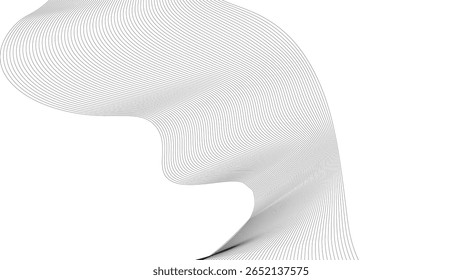 
Minimalist abstract vector wallpaper with black wave line curves on white background, perfect for modern presentations and digital themes