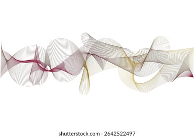 Linhas de onda abstratas minimalistas em tons de marrom macio, dourado e marrom. Curvas fluidas e harmonia geométrica criam um plano de fundo elegante e versátil para design moderno ou arte digital