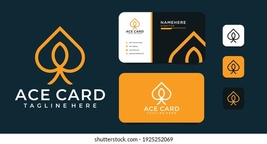 Minimalist ace logo and business card vector design template. Logo can be used for icon, brand, identity, symbol, and business company