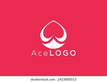 Minimalist Ace logo design vector template. Creative red ace shape logo 