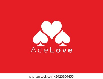 Minimalist Ace Love logo design vector template. Creative red Heart ace shape logo