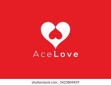 Minimalist Ace Love logo design vector template. Creative red Heart ace shape logo