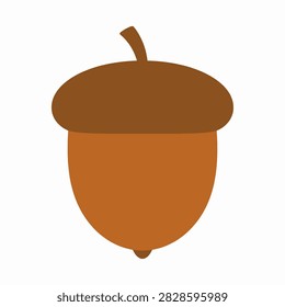 Minimalist acorn icon representing nature, autumn, and forest environments with a brown cap and nut body, suitable for seasonal or botanical designs.