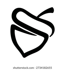 Vector minimalista del logotipo de la bellota con líneas suaves limpias y proporciones equilibradas, que simboliza el crecimiento, el potencial, la fuerza y la naturaleza, aislado sobre fondo blanco.
