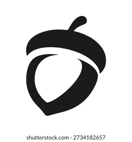 Vector minimalista del logotipo de la bellota con líneas suaves limpias y proporciones equilibradas, que simboliza el crecimiento, el potencial, la fuerza y la naturaleza, aislado sobre fondo blanco.