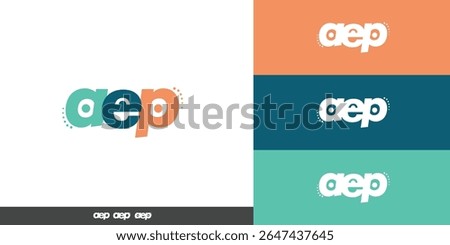 Minimalist aep logo design with vibrant colors and stylish typography