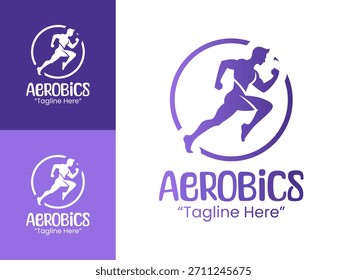 A minimalist aerobics logo design emphasizing clean shapes for gyms, wellness brands, and athletic coaching services.