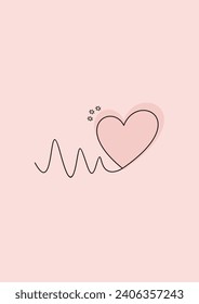 Minimalist Aesthetic Art with Love is a simple, clean, and uncluttered approach to designing and organizing your home. Continius line art heart, aesthetic symbol, logo, tattoo.