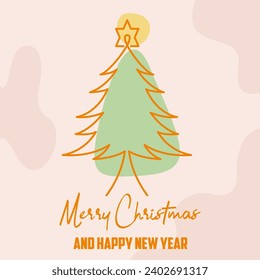 Minimalist Aesthetic Art with Merry Christmas and New Year Background looks with a simple, clean, and neat approach. Perfect for Poster, Card, Decoration, and Print. 