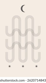 Minimalist Aesthetic Boho Rainbow Poster Print. Contemporary Web banner Surface Design. Abstract Line Arch Graphic Symbol Vintage Style Decoration. Home Interior Canvas Decor. Outline Shape.